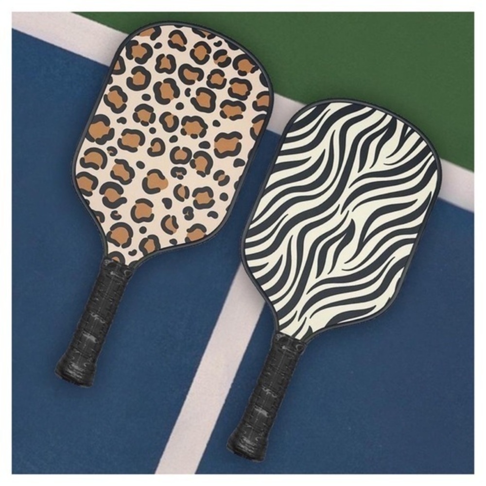 JILL & ALLY Women’s 2pc Pickleball Paddle Set Animal Print Sports Summer Fun NWT